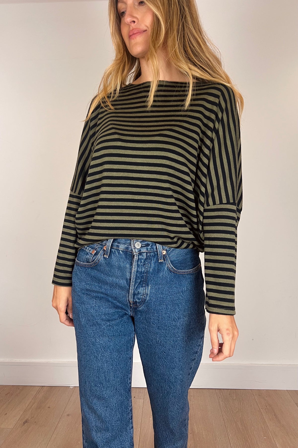 Fine Knit Soft Stripe Batwing Top (more colours)