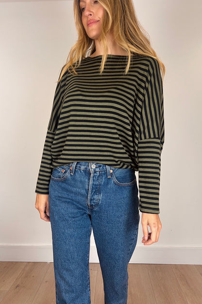 Fine Knit Soft Stripe Batwing Top (more colours)
