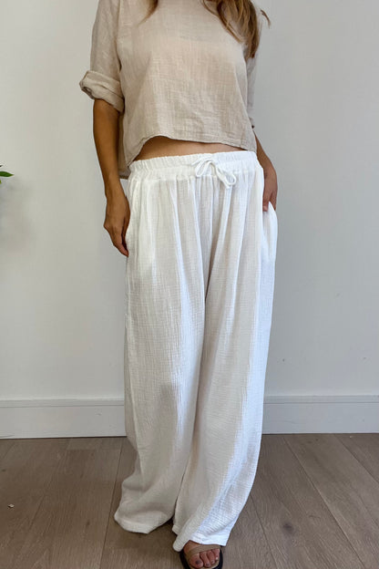 Cheesecloth Trousers in White