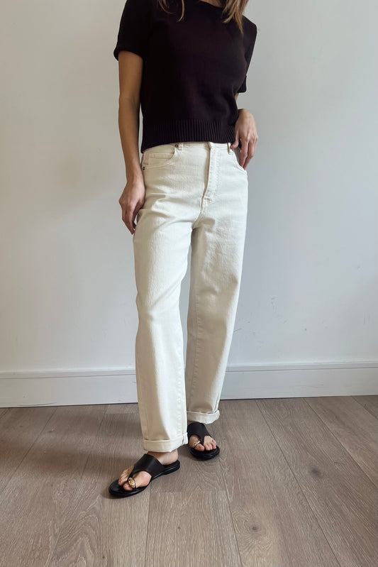 Loose fit High Waisted Beige Jeans