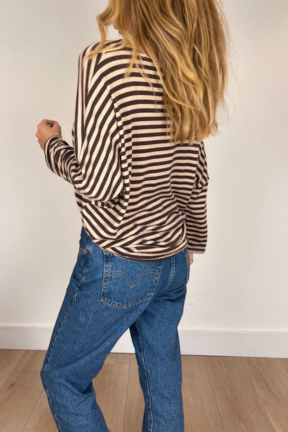 Fine Knit Soft Stripe Batwing Top (more colours)