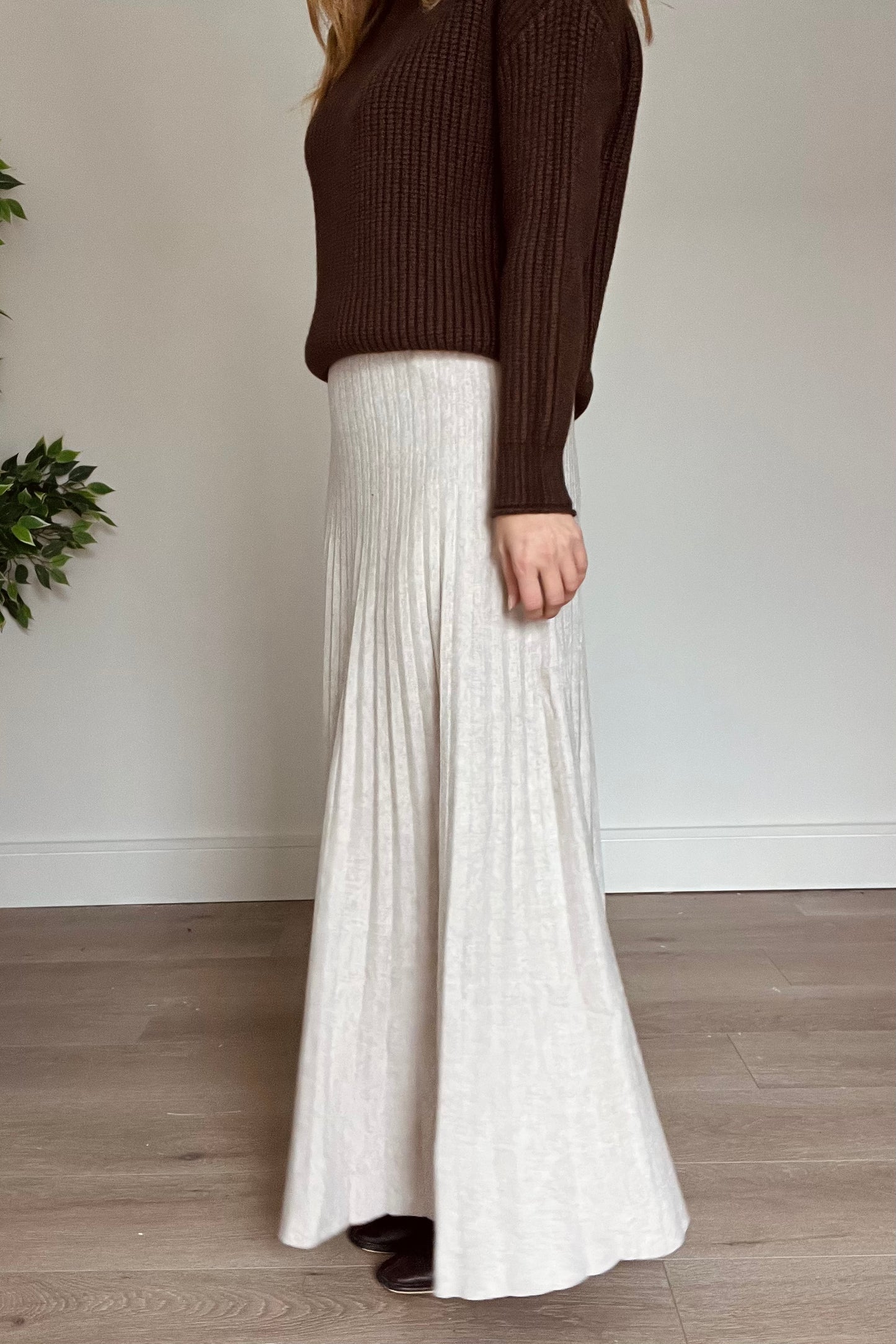 Pleated Knit Maxi Skirt