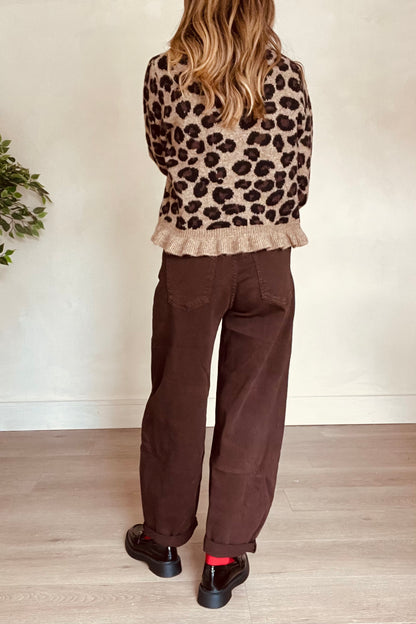 Brown Stretch Balloon Jeans