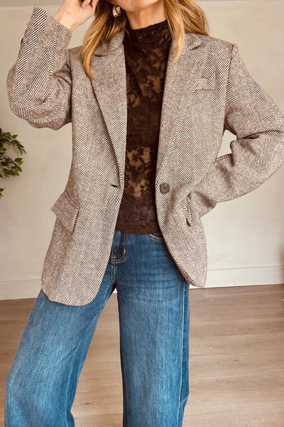 Herringbone Blazer in Brown