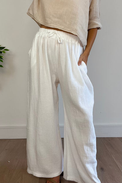 Cheesecloth Trousers in White