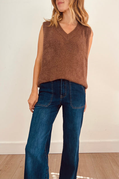 V Neck Knitted Tank Top