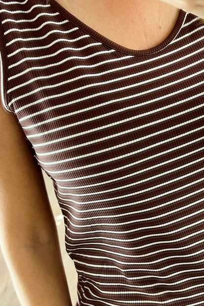 Scoop Neck Stripe Ribbed Vest