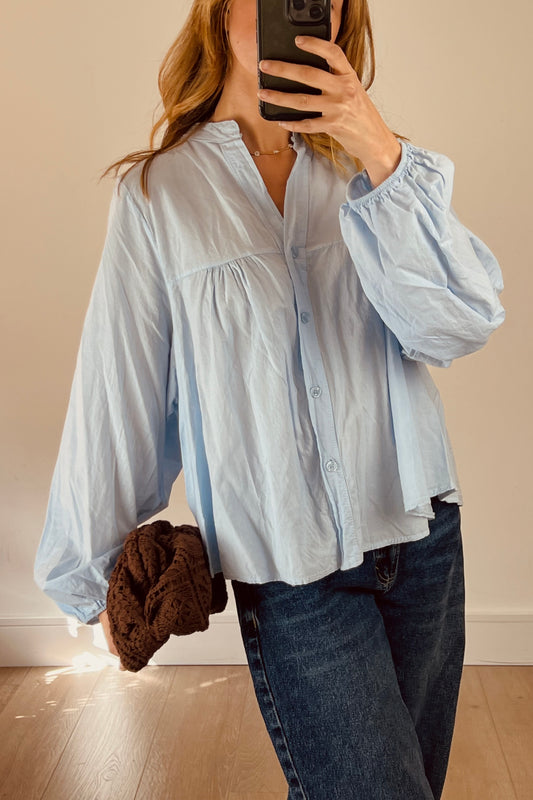 Poplin Balloon Sleeve Shirt