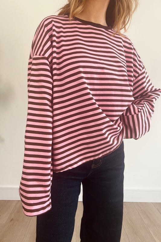 Heavy Pink/Brown Long Sleeve Tee