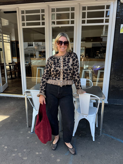 Leopard Frill Detail Cardigan