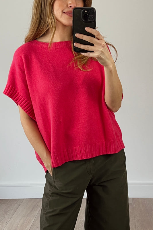 Relaxed Short-Sleeve Knit Top