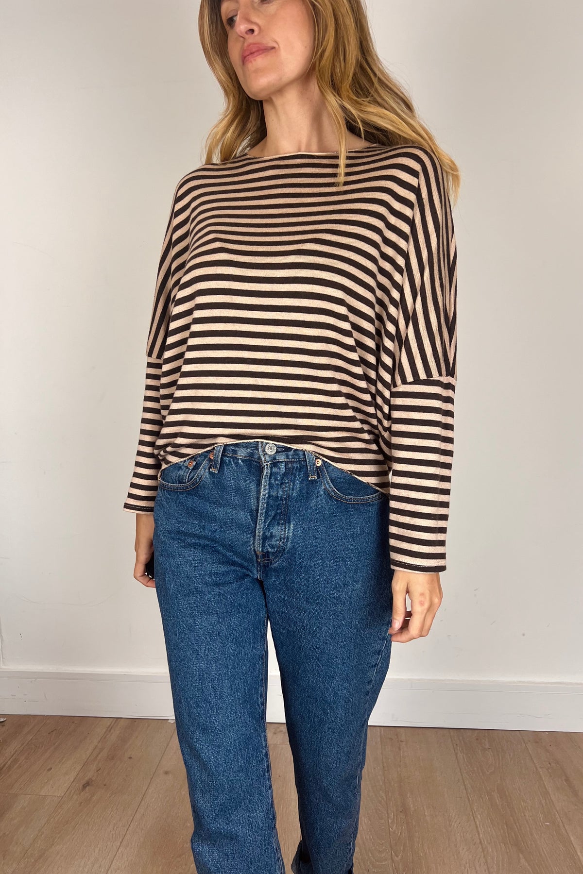 Fine Knit Soft Stripe Batwing Top (more colours)