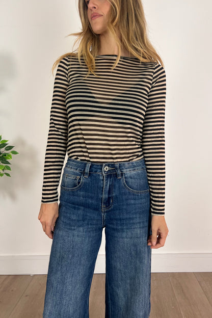 Cashmere Blend Stripe Long-sleeve Top