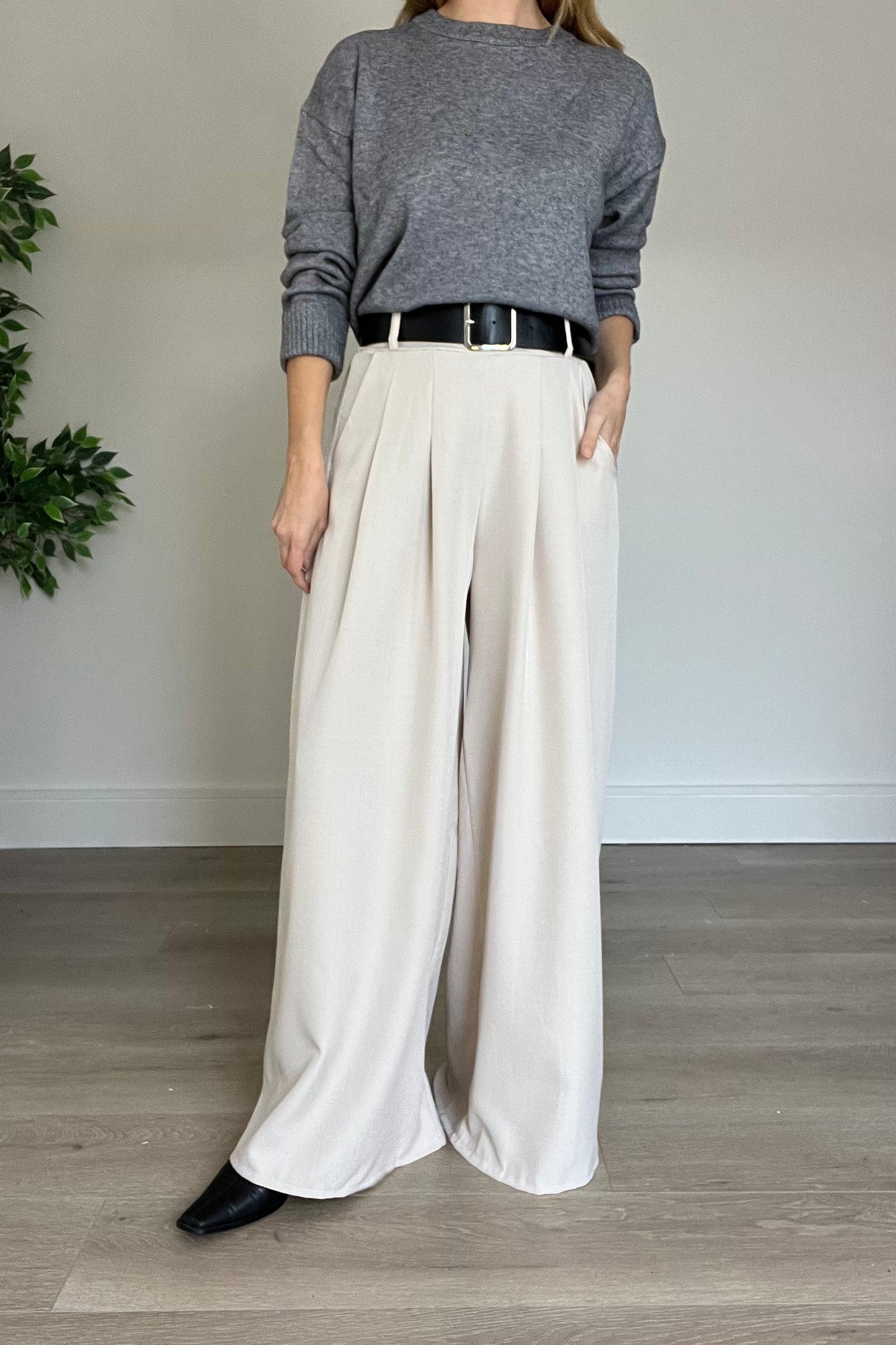 Belted Wide Leg Trousers