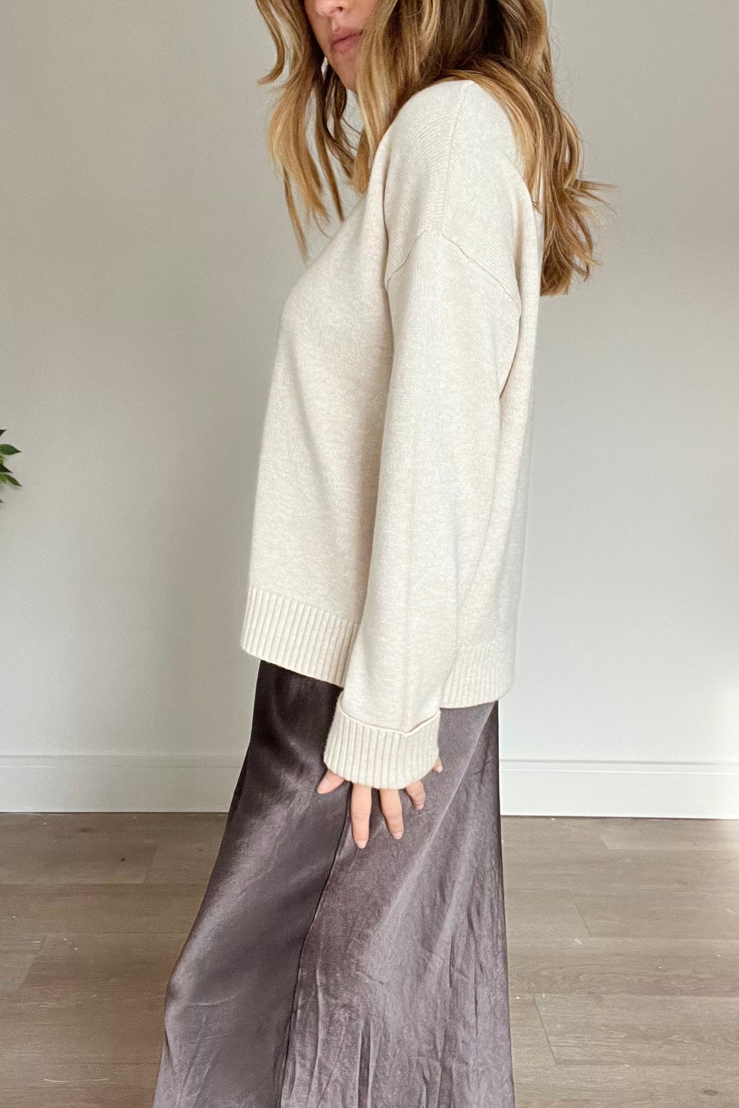 Round Neck Jumper in Oatmeal