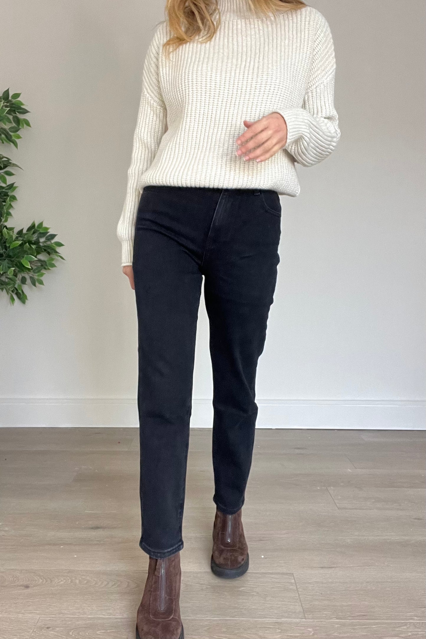 Slim Straight Washed Black Jeans