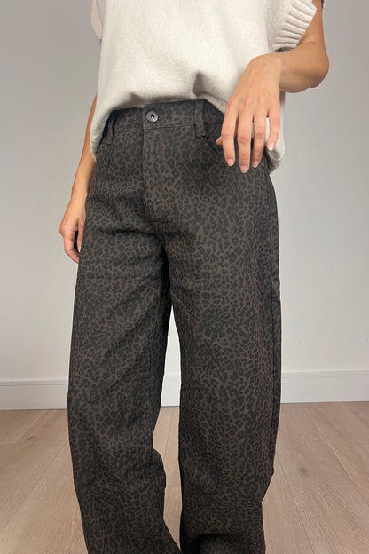 Dark Brown Leopard Print Jeans