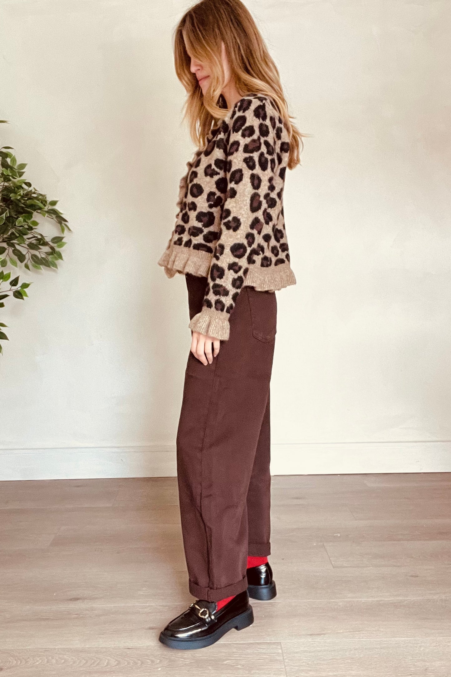 Brown Stretch Balloon Jeans