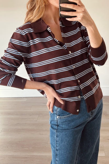 Blue/Brown Stripe Knit Shirt