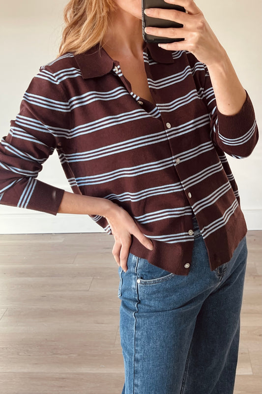 Blue/Brown Stripe Knit Shirt