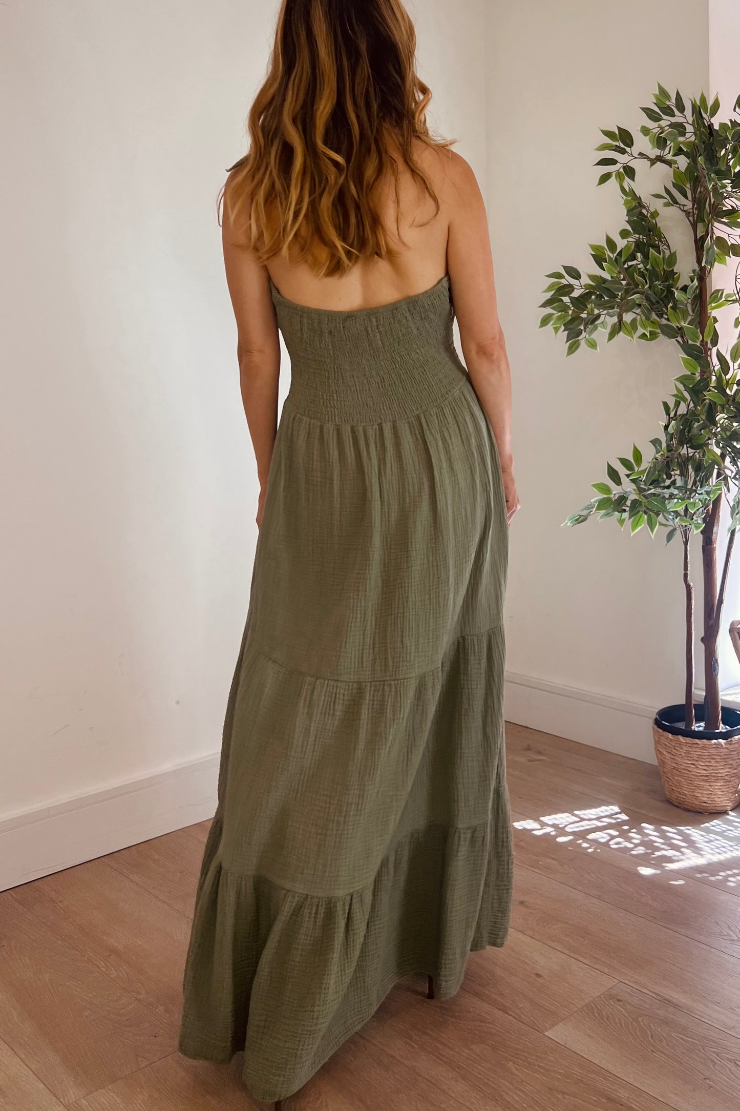 Halter neck Cheesecloth Maxi Dress