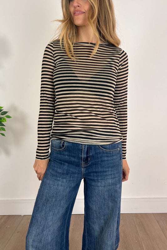 Cashmere Blend Stripe Long-sleeve Top