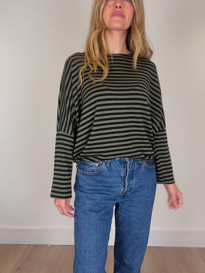 Fine Knit Soft Stripe Batwing Top (more colours)