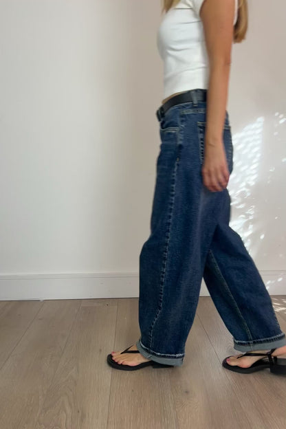Toxik Mid Wash Denim Barrel Jeans