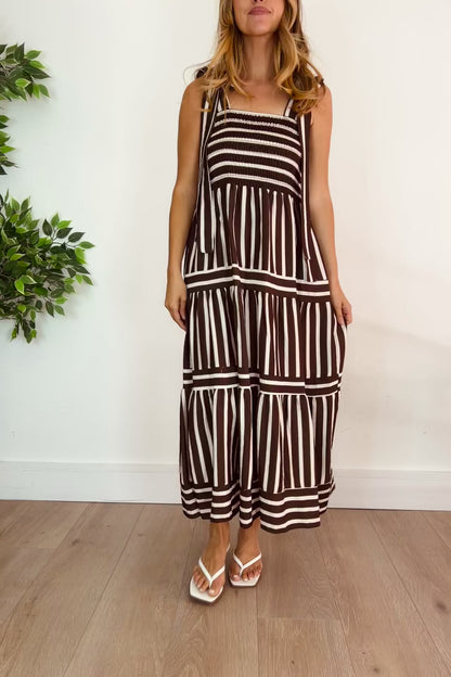 Stripe Tie Strap Maxi