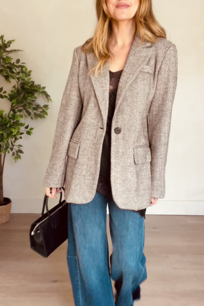 Herringbone Blazer in Brown