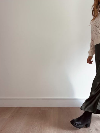 Satin Skirt in Dark Khaki