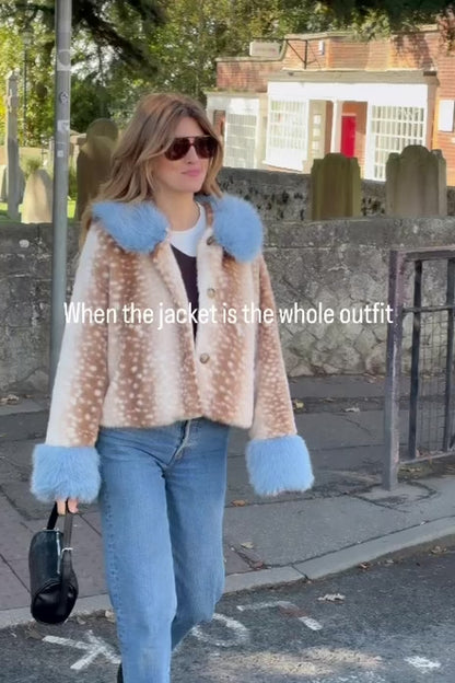 Fawn Print Jacket in Blue/Light