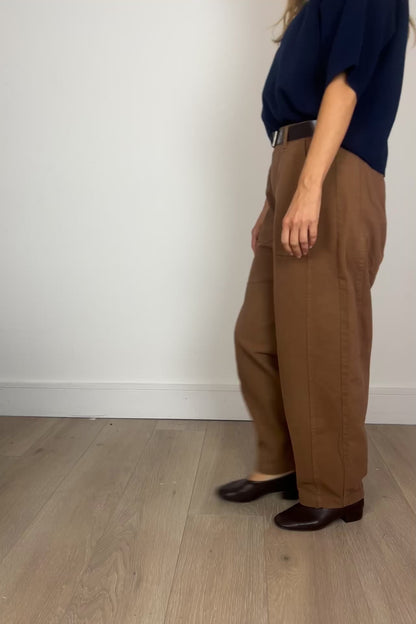 Denim Barrel Trousers in Tobacco