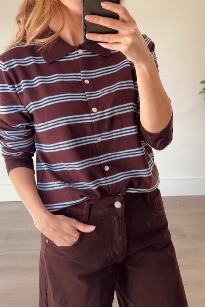 Blue/Brown Stripe Knit Shirt