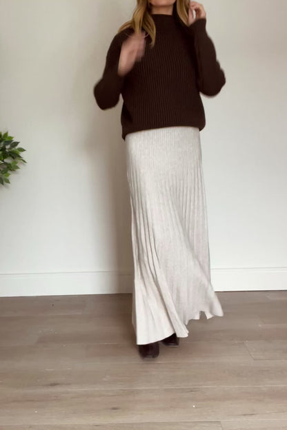 Pleated Knit Maxi Skirt