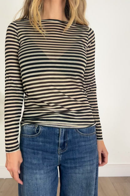 Cashmere Blend Stripe Long-sleeve Top