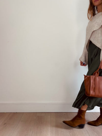 Satin Skirt in Dark Khaki