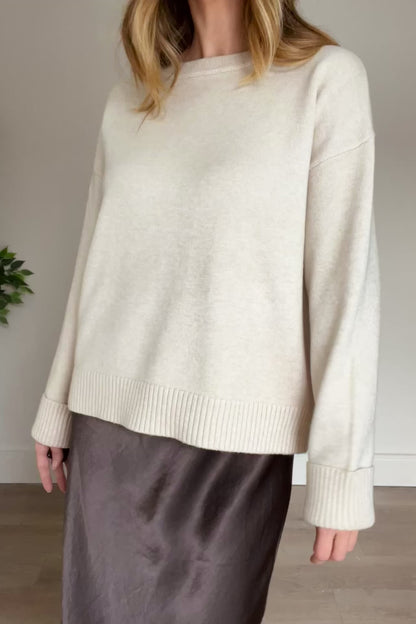 Round Neck Jumper in Oatmeal