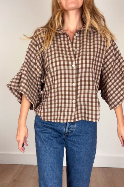 Check Shirt With Wide Sleeve