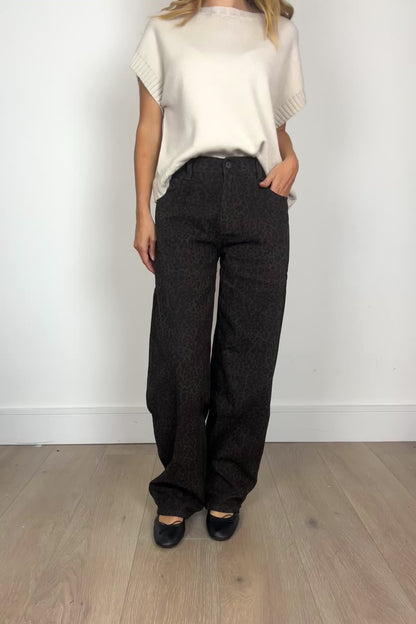 Dark Brown Leopard Print Jeans