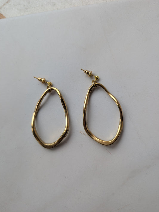 Gold Oval Earrings