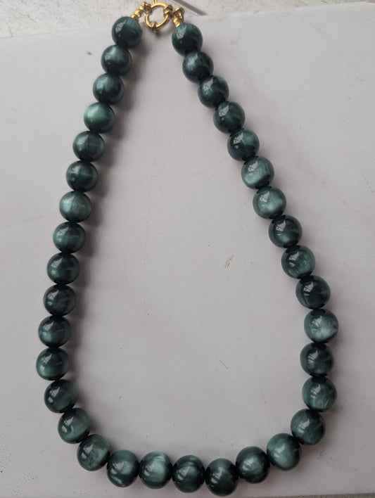 Dark Green Beaded Necklace