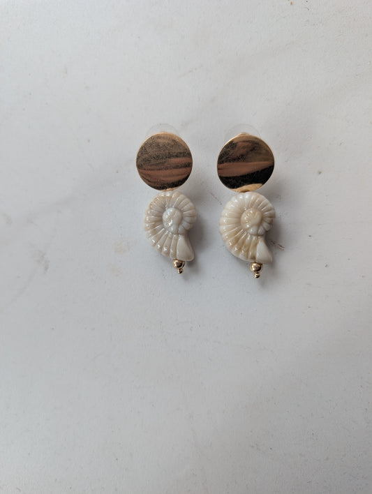 Gold Dangle Shell Earrings