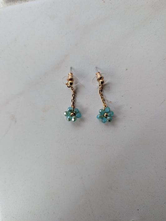 Baby Blue Dangle Daisy Earrings