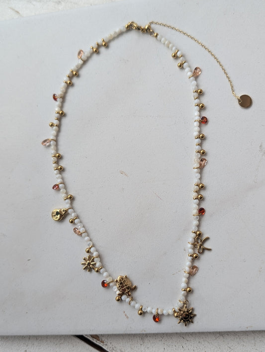 Costal Beaded charm necklace