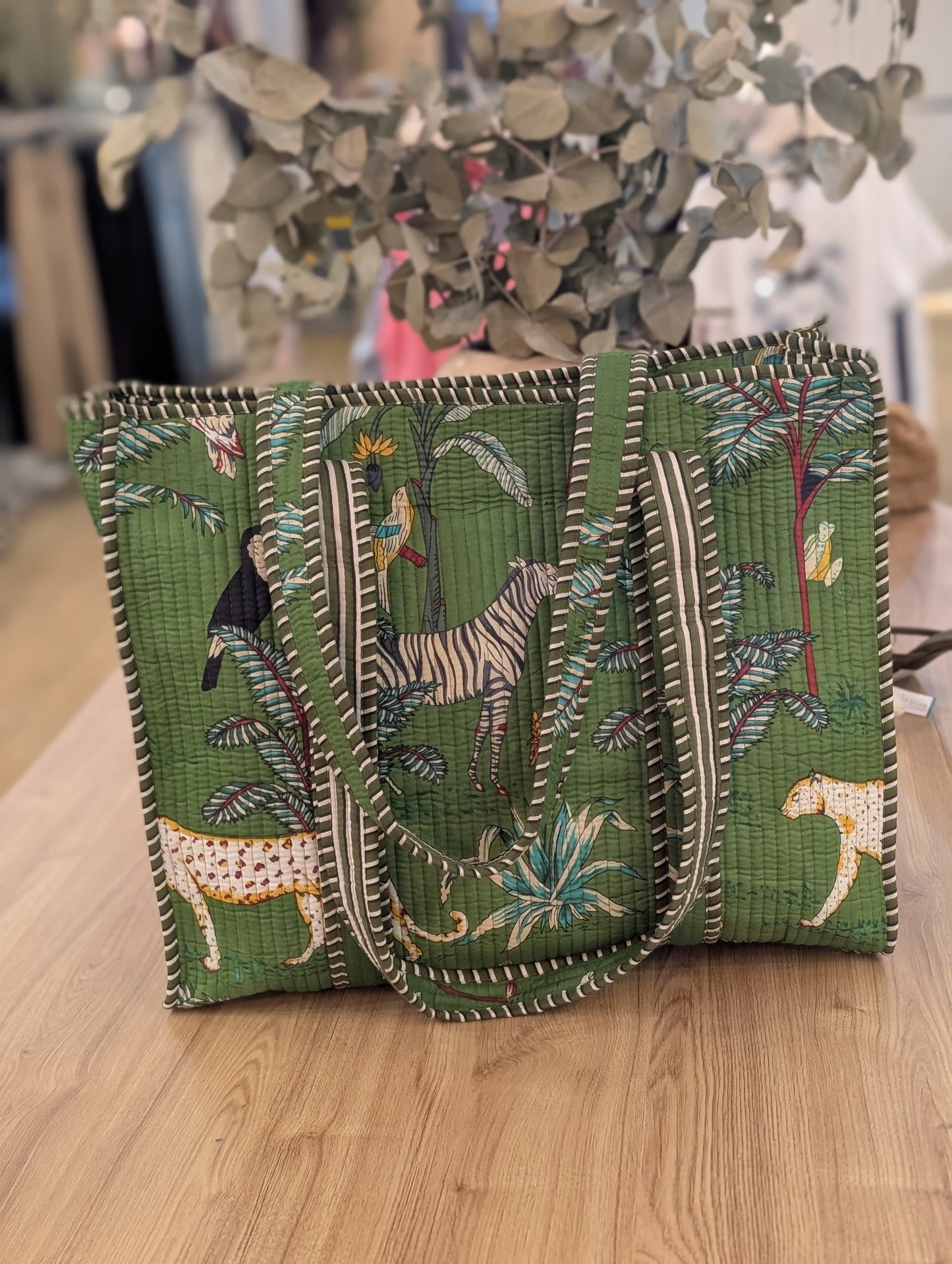 Green Jungle Padded Tote Bag